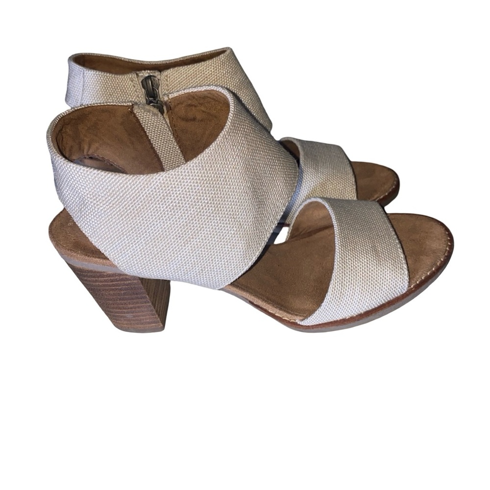 TOMS Women's Majorca Cutout Heeled Sandals in ivory, block heel,‎ zipper size 8 - Picture 4 of 10